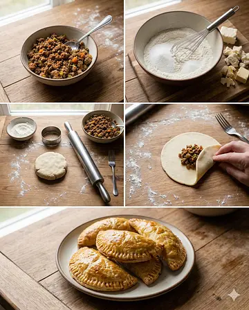 Empanadas de picadillo - guia visual del proceso