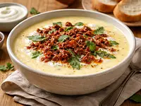 Crema Cremosa de Papa con Chorizo y Epazote