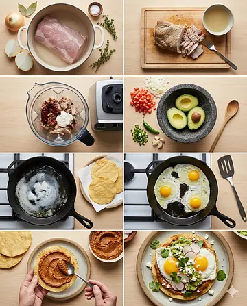 Tostadas mexicanas de lomo de cerdo al chipotle - guia visual del proceso