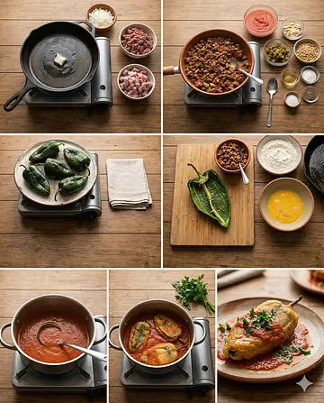 Chiles Rellenos de Picadillo - guia visual del proceso