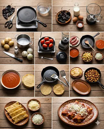 Enchiladas coloradas potosinas - guia visual del proceso