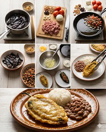 Chile pasilla oaxaqueño relleno - guia visual del proceso