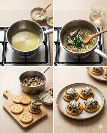 Canapés de sardinas - guia visual del proceso