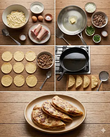 Quesadillas de sesos - guia visual del proceso