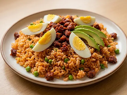 Arroz a la mexicana con chorizo y huevo