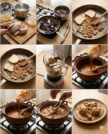 Pollo en nogada tradicional - guia visual del proceso