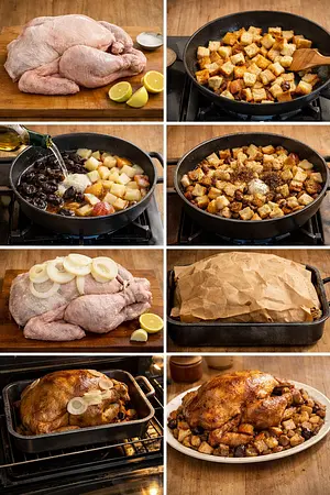 Pavo relleno tradicional mexicano - guia visual del proceso