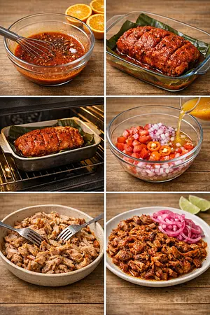 Cochinita pibil tradicional - guia visual del proceso