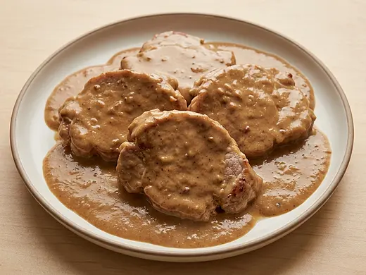 Lomitos de puerco rellenos en salsa de almendras