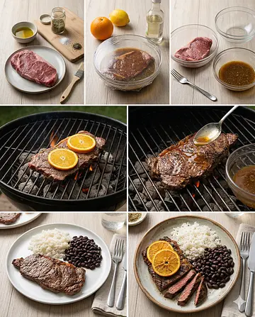 Carne asada marinada - guia visual del proceso