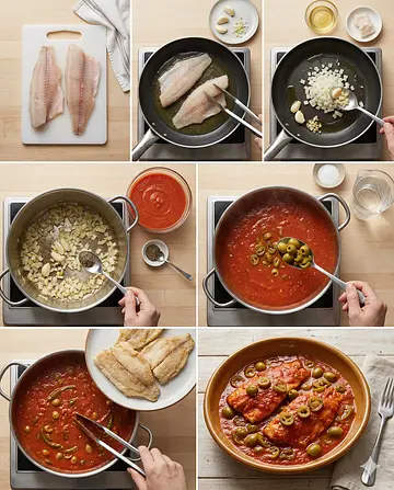 Pescado en salsa de jitomate - guia visual del proceso