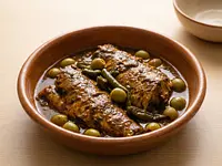 Pescado con hígados de gallina