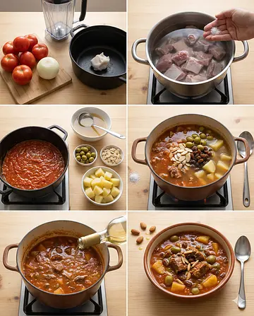 Tortuga estofada tradicional - guia visual del proceso