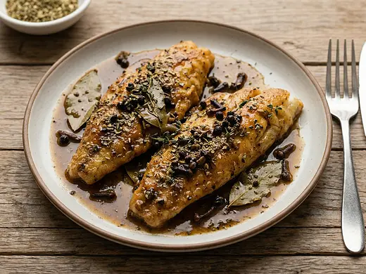 Filetes de pescado en salsa aromática