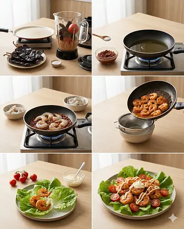 Camarones al pastor - guia visual del proceso