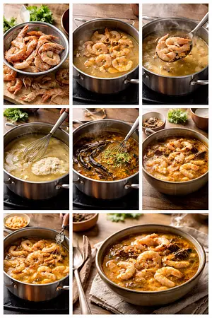 Tastihúile de camarones - guia visual del proceso