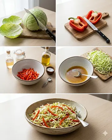 Ensalada de repollo - guia visual del proceso