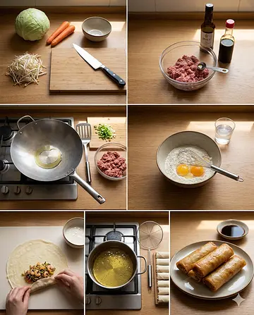 Rollos de primavera estilo Tchuen-chieng - guia visual del proceso