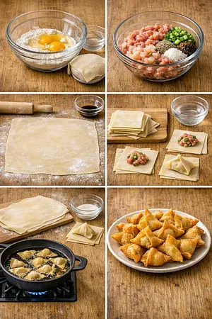 Wonton frito casero - guia visual del proceso