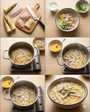 Sopa de pescado al estilo chino - guia visual del proceso