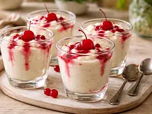 Copas de ricotta con cereza y grosella