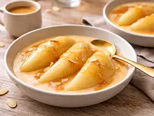 Peras a la crema de caramelo